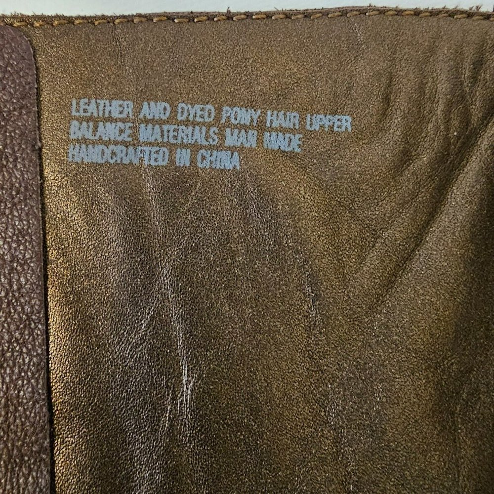 Born Brown Boots Knee High Zip Leopard Print Pony Hair Women Size 9 1/2 - Picture 6 of 16